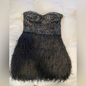 Bebe Black Sequin Strapless Dress